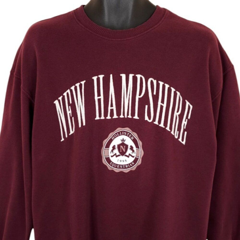 New Hampshire Sweatshirt Mens Size Large Red Travel Destination Hollister